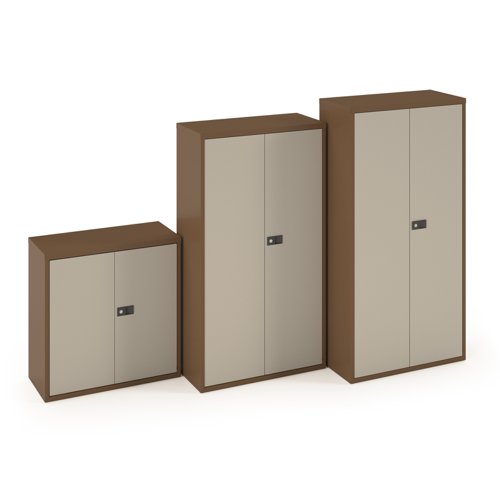 Steel contract cupboard with 3 shelves 1806mm high - coffee/cream