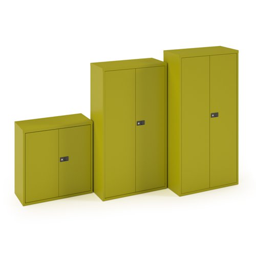 Steel contract cupboard with 3 shelves 1806mm high - green
