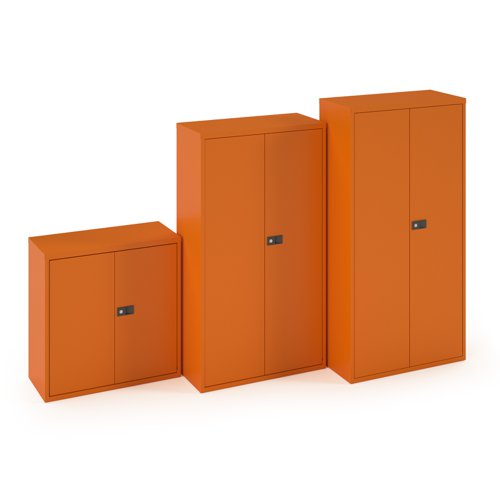 Steel contract cupboard with 3 shelves 1806mm high - orange (Made-to-order 4 - 6 week lead time)
