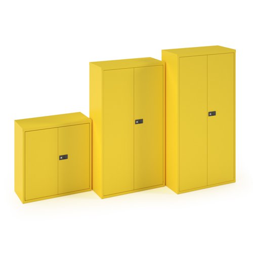 Steel contract cupboard with 4 shelves 1968mm high - yellow
