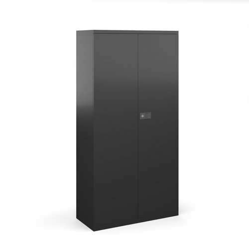 Steel contract cupboard with 3 shelves 1806mm high - black
