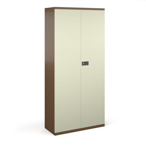 Steel contract cupboard with 4 shelves 1968mm high - coffee/cream