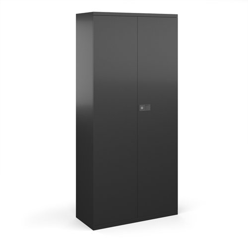 Steel contract cupboard with 4 shelves 1968mm high - black