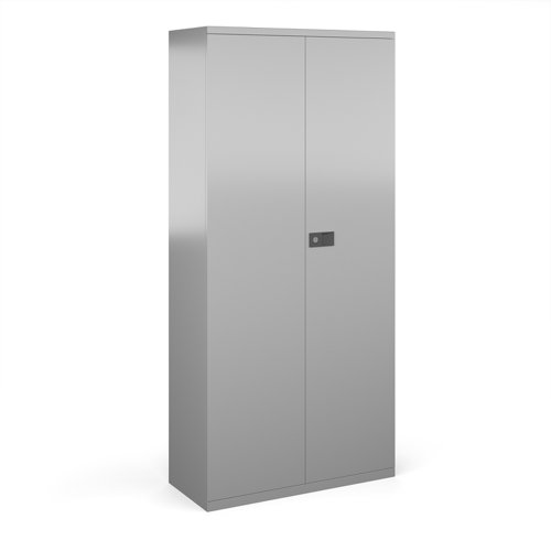 Steel contract cupboard with 4 shelves 1968mm high - silver (Made-to-order 4 - 6 week lead time)