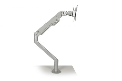 Slimline gas lift single flat screen monitor arm - silver
