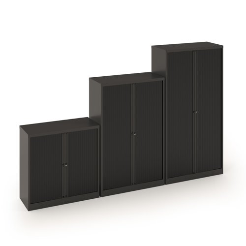 Bisley systems storage medium tambour cupboard 1570mm high - black