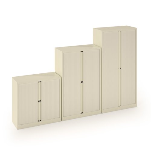 DST40WH Bisley systems storage low tambour cupboard 1000mm high - white