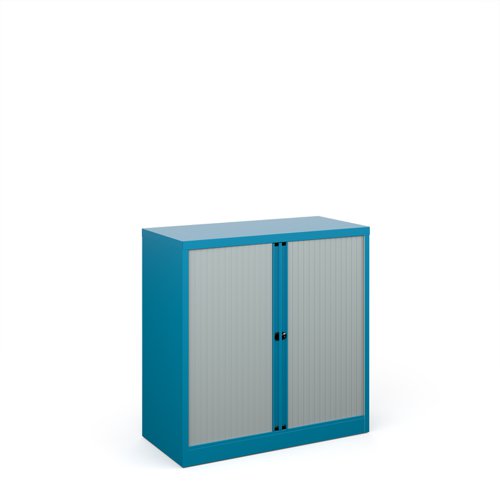 Bisley systems storage low tambour cupboard 1000mm high - blue