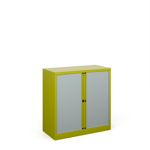 Bisley systems storage low tambour cupboard 1000mm high - green