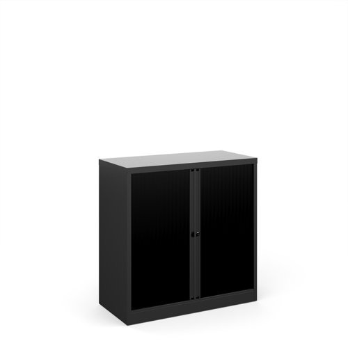 Bisley systems storage low tambour cupboard 1000mm high - black DST40K Buy online at Office 5Star or contact us Tel 01594 810081 for assistance