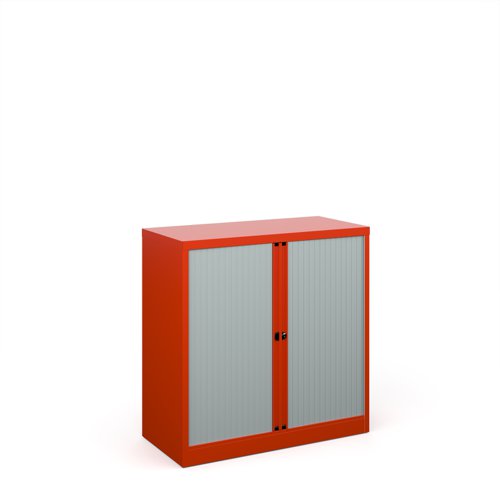 Bisley systems storage low tambour cupboard 1000mm high - red