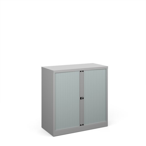 Bisley systems storage low tambour cupboard 1000mm high - silver DST40S Buy online at Office 5Star or contact us Tel 01594 810081 for assistance