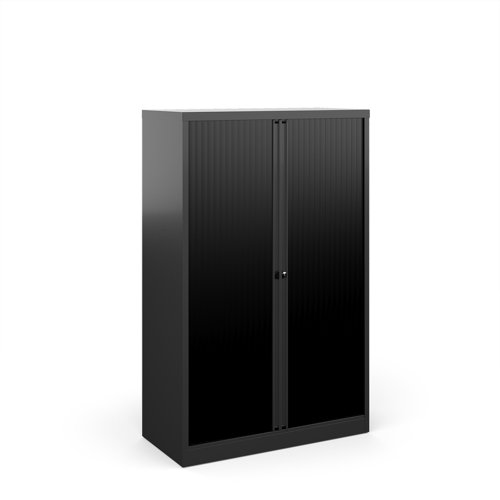 Bisley systems storage medium tambour cupboard 1570mm high - black