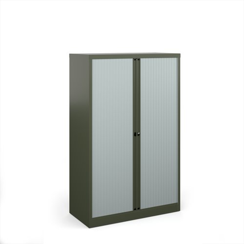 Bisley systems storage medium tambour cupboard 1570mm high - olive green