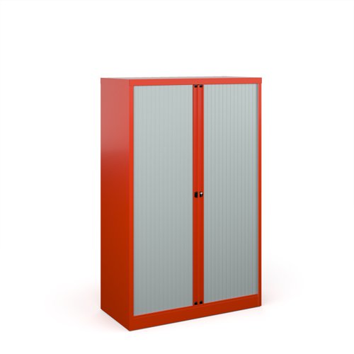 Bisley Systems Storage Medium Tambour Cupboard 1570mm High Red Made To Order 4 6 Week Lead Time