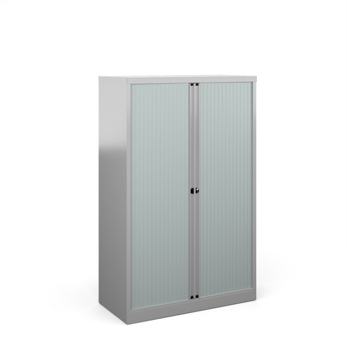 Bisley Systems Storage Medium Tambour Cupboard 1570mm High Silver