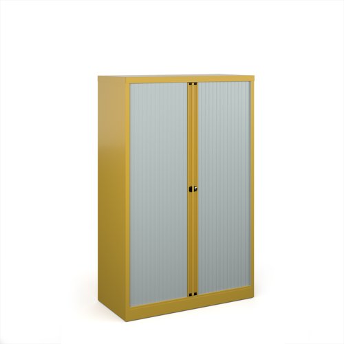 Bisley systems storage medium tambour cupboard 1570mm high - sunflower yellow