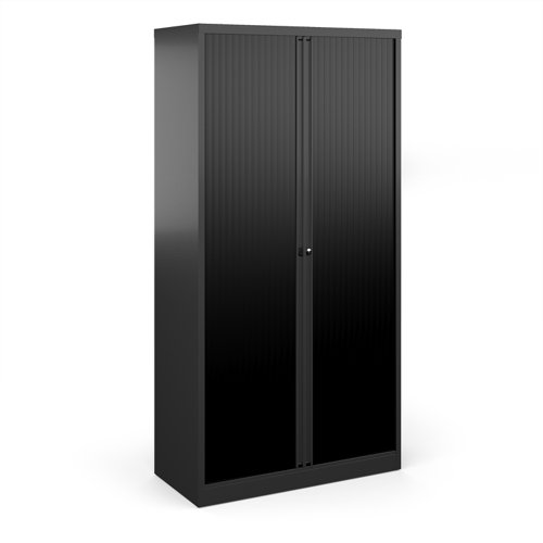 Bisley systems storage high tambour cupboard 1970mm high - black