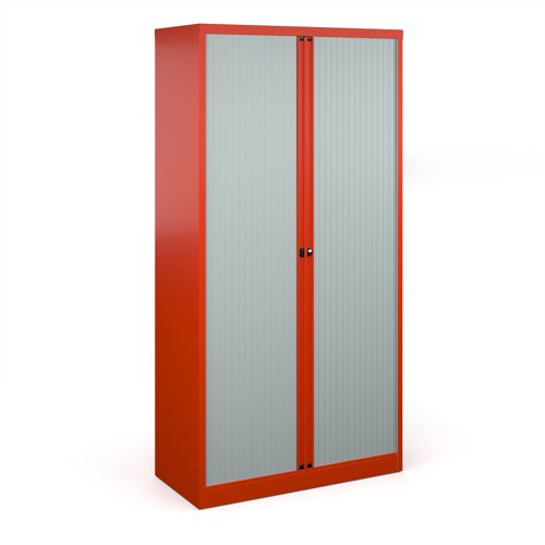 Bisley systems storage high tambour cupboard 1970mm high - red