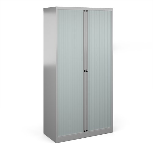 Bisley systems storage high tambour cupboard 1970mm high - silver