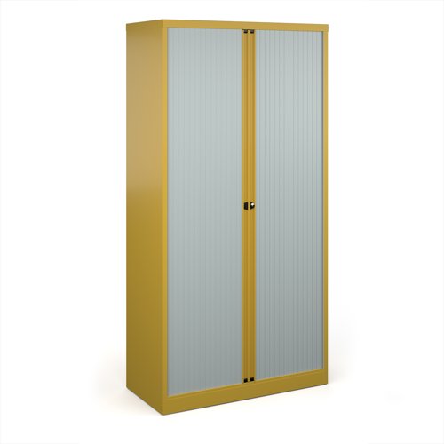 Bisley systems storage high tambour cupboard 1970mm high - sunflower yellow