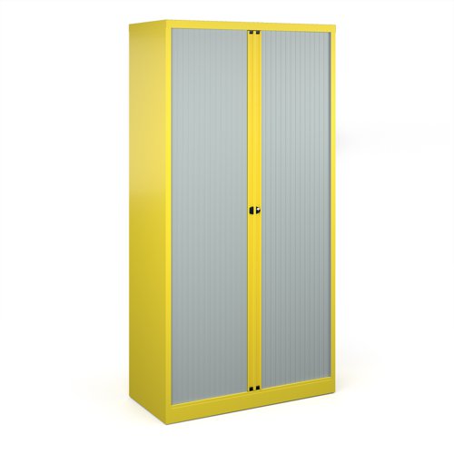Bisley systems storage high tambour cupboard 1970mm high - yellow