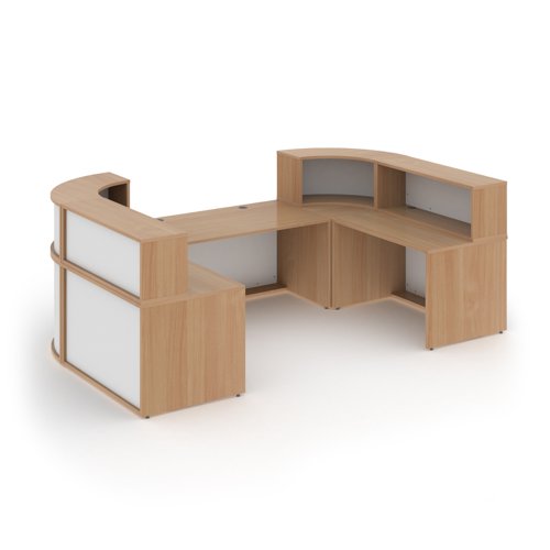 Denver extra large U-shaped complete reception unit - beech with white panels Dams International