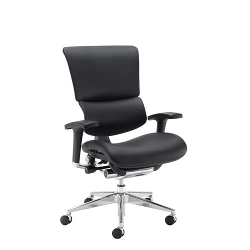 Dynamo Ergo Bonded Leather Posture Chair with No Headrest - Black Bonded Leather (DYNX400E1-C)