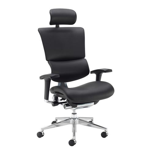 Dynamo Ergo Bonded Leather Posture Chair with Headrest - Black Bonded Leather (DYNX401E1-C)