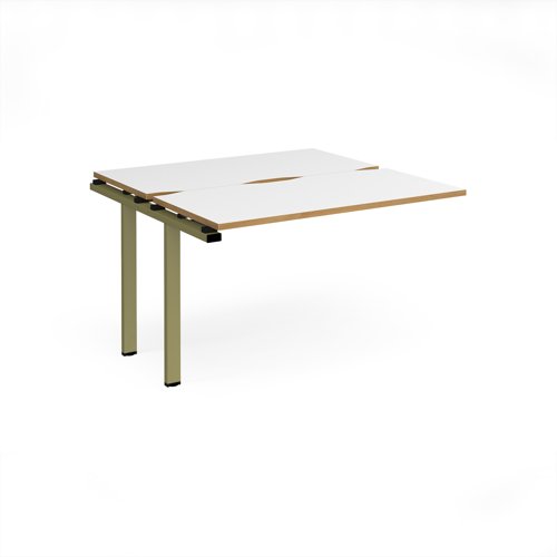 Adapt add on unit single 1200mm x 1200mm - green frame, white top, oak edge