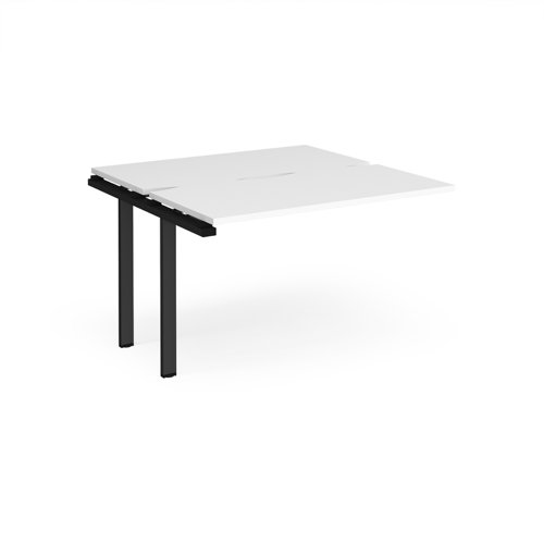 Adapt add on unit single 1200mm x 1200mm - black frame, white top Bench Desking E1212-AB-K-WH
