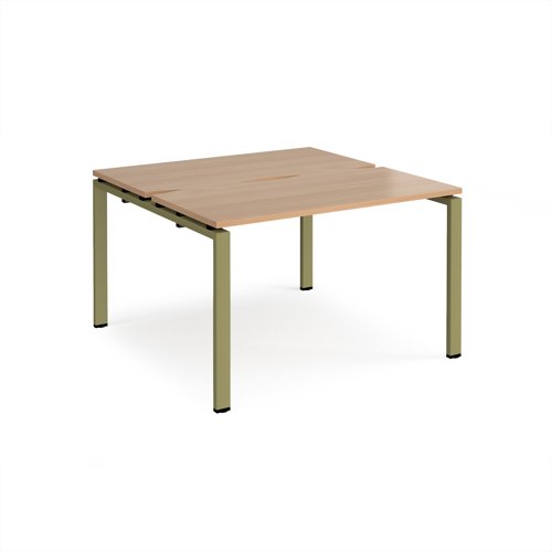 Adapt back to back desks 1200mm x 1200mm - green frame, beech top
