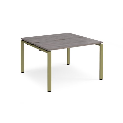 Adapt back to back desks 1200mm x 1200mm - green frame, grey oak top