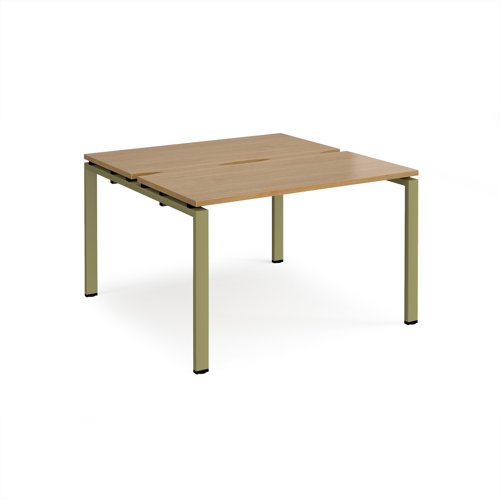 Adapt back to back desks 1200mm x 1200mm - green frame, oak top