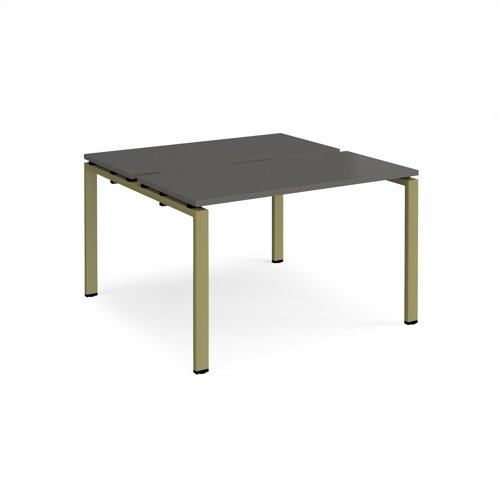 Adapt back to back desks 1200mm x 1200mm - green frame, storm grey top