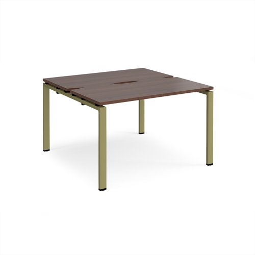 Adapt back to back desks 1200mm x 1200mm - green frame, walnut top