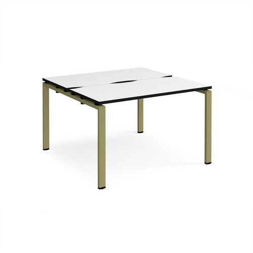 Adapt back to back desks 1200mm x 1200mm - green frame, white top, black edge