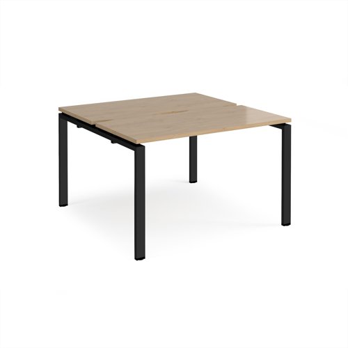 Adapt back to back desks 1200mm x 1200mm - black frame, kendal oak top