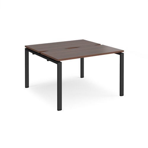Adapt back to back desks 1200mm x 1200mm - black frame, walnut top Bench Desking E1212-K-W
