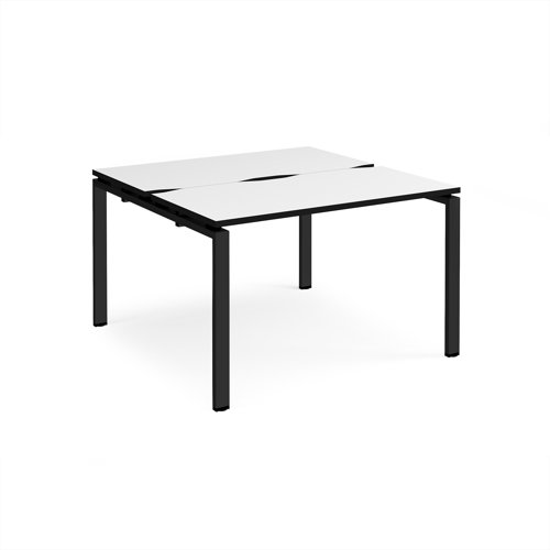 Adapt back to back desks 1200mm x 1200mm - black frame, white top, black edge