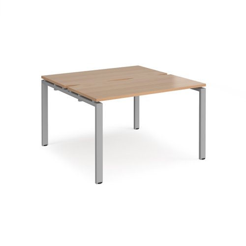 Adapt back to back desks 1200mm x 1200mm - silver frame, beech top E1212-S-B Buy online at Office 5Star or contact us Tel 01594 810081 for assistance