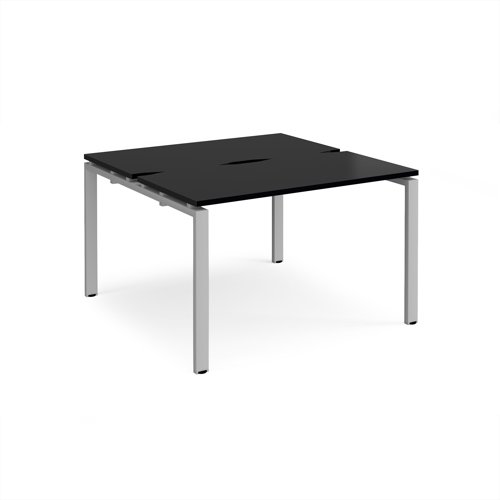 Adapt back to back desks 1200mm x 1200mm - silver frame, black top