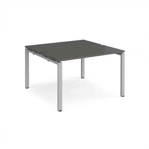 Adapt back to back desks 1200mm x 1200mm - silver frame, storm grey top