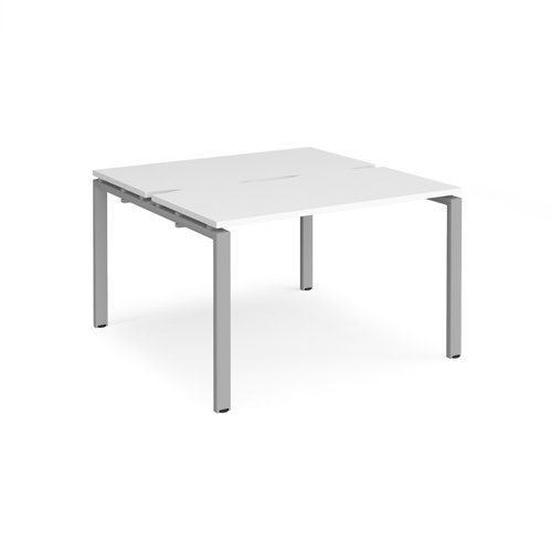 Adapt back to back desks 1200mm x 1200mm - silver frame, white top E1212-S-WH Buy online at Office 5Star or contact us Tel 01594 810081 for assistance