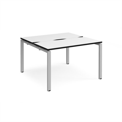 Adapt back to back desks 1200mm x 1200mm - silver frame, white top, black edge