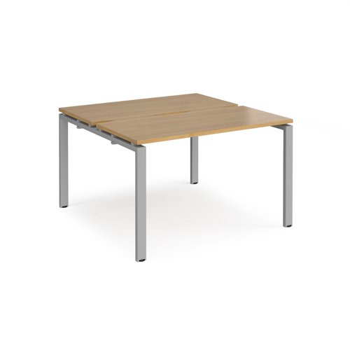 Adapt starter units back to back 1200mm x 1200mm - silver frame, oak top E1212-SB-S-O Buy online at Office 5Star or contact us Tel 01594 810081 for assistance