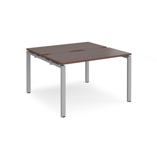 Adapt starter units back to back 1200mm x 1200mm - silver frame, walnut top E1212-SB-S-W Buy online at Office 5Star or contact us Tel 01594 810081 for assistance