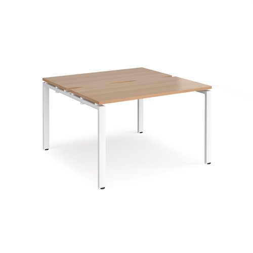 Adapt back to back desks 1200mm x 1200mm - white frame, beech top Bench Desking E1212-WH-B