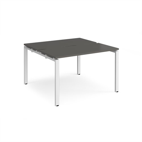 Adapt back to back desks 1200mm x 1200mm - white frame, storm grey top