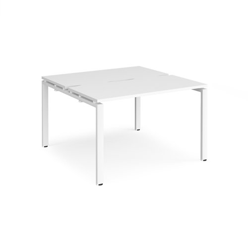 Adapt back to back desks 1200mm x 1200mm - white frame, white top E1212-WH-WH Buy online at Office 5Star or contact us Tel 01594 810081 for assistance